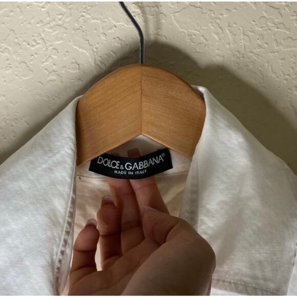 Dolce & Gabbana White Button Up Blouse With Beautiful Detail ( 42 ) - Picture 3 of 5